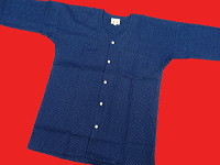 紬ドビー織刺子調(紺)鯉口シャツ・ダボシャツ 祭矢